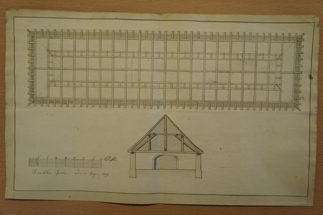 Plán krovu zámecké stodoly
